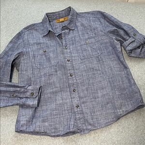 Vintage Stapleford Button Shirt Large Chambray Blue Roll Tab Longsleeve